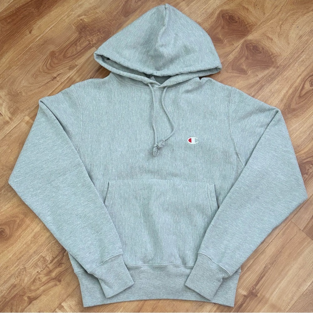 Champion Light Grey Heather Grey Reverse Weave Hoodie Size Small
